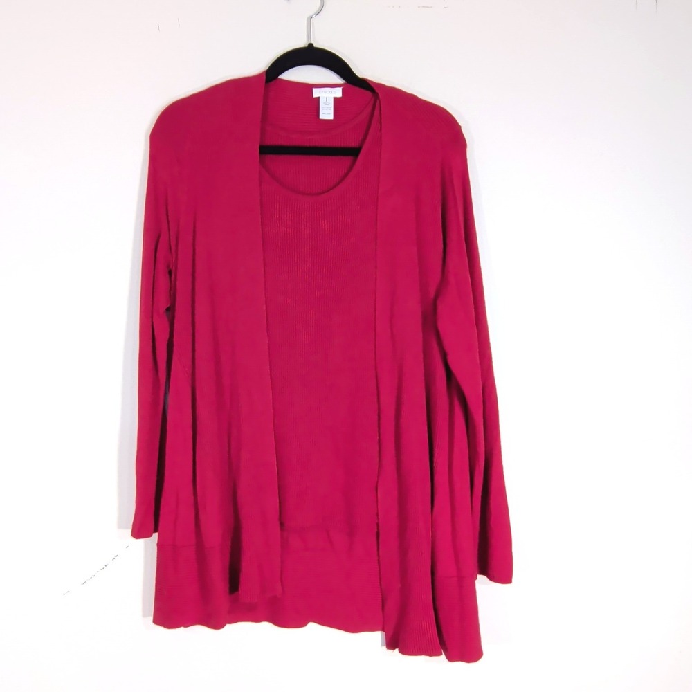 Chico's Twin Set; Sleeveless Tank & Cardigan; Ribbed Knit Rayon Blend